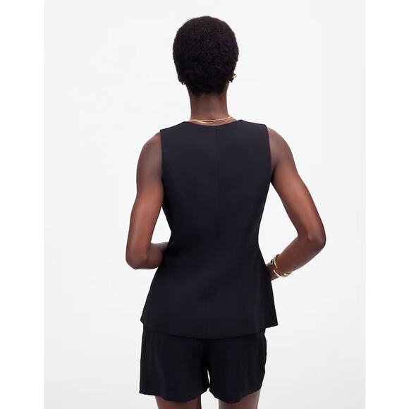 NWOT Madewell Cutaway Long Vest In Jet Black Size 2 - Picture 3 of 7